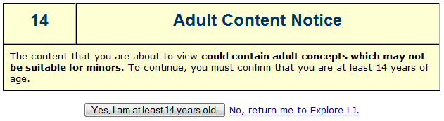 LiveJournal adult content notice warning