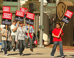 Writers Guild strike picketers, photo by NoHoDamon